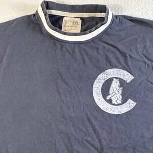 Chicago Cubs T-Shirt Men's 2XL Red Jacket Navy Ringer Distressed Graphic Tee NWT